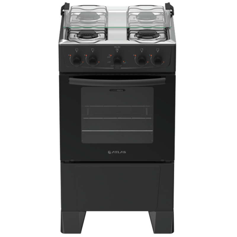 Fogão Atlas Milão 4 Bocas Mesa Inox Acendimento Manual Preto-62fbc403-1eb4-4a24-9017-3fb638414479