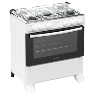 Fogão Atlas Milão Plus 5 Bocas Mesa Inox Acendimento Automático Bivolt Branco