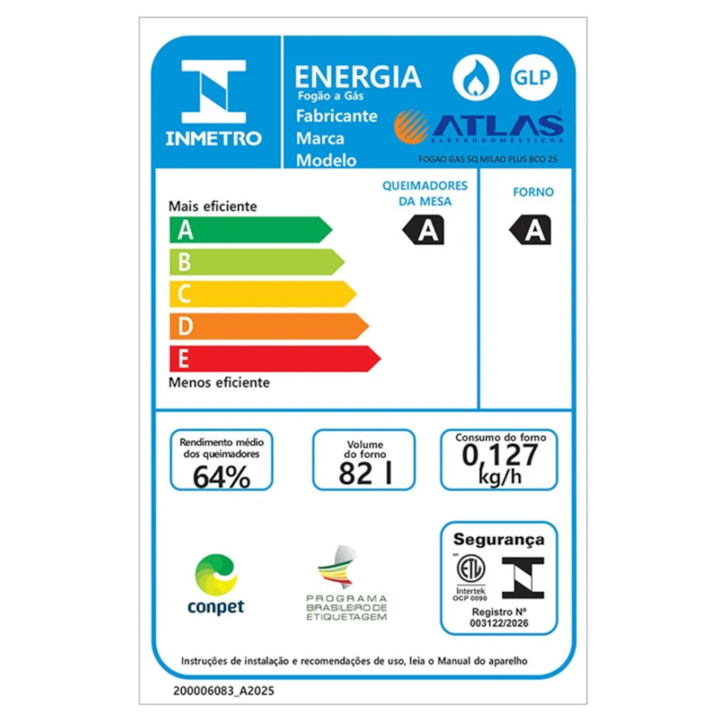 Fogão Atlas Milão Plus 5 Bocas Mesa Inox Acendimento Automático Bivolt Branco-66d522e6-fc03-49a4-b493-9dc597386902