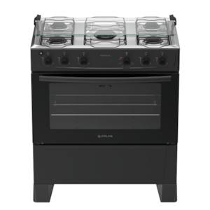 Fogão Atlas Milão Plus 5 Bocas Mesa Inox Acendimento Automático Bivolt Preto