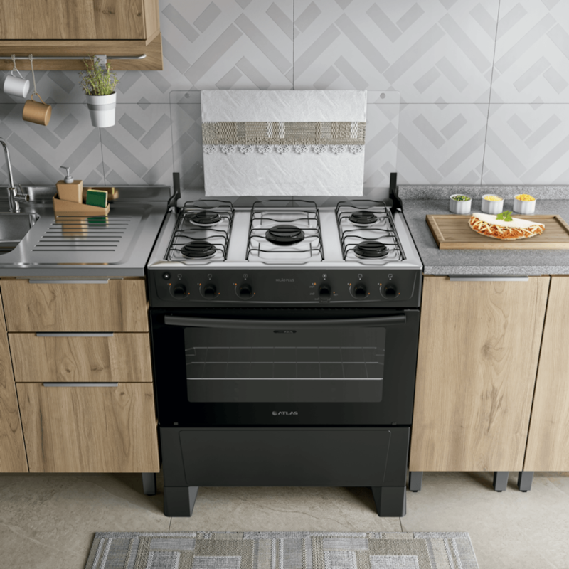 Fogão Atlas Milão Plus 5 Bocas Mesa Inox Acendimento Automático Bivolt Preto-b0f3925a-3e70-431d-95b6-29bf4faf3795