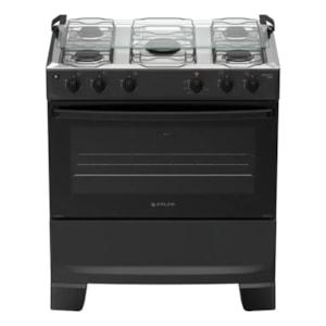 Fogão Atlas Mônaco Plus 5 Bocas Preto com Mesa Inox Bivolt