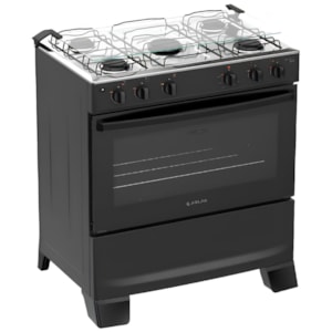 Fogão Atlas Mônaco Plus 5 Bocas Preto com Mesa Inox Bivolt