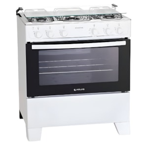 Fogao Atlas Monaco Plus Gas com Mesa Inox 5 Bocas Acendimento Automatico Branco