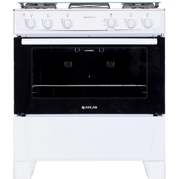 Fogao Atlas Monaco Plus Gas com Mesa Inox 5 Bocas Acendimento Automatico Branco-7dc39a65-6522-406d-a2ec-651e5ce151d1