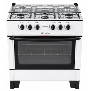 Fogao Braslar com Mesa de Inox Sirius 5 Bocas Branco