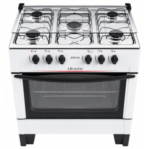 Fogao Braslar com Mesa de Inox Sirius 5 Bocas Branco