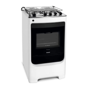 Fogão Consul 4 Bocas com Mesa de Inox Branco – Acendimento Automático e Grades Individuais
