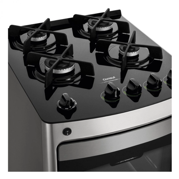 Fogão Consul 4 Bocas Inox Mesa de Vidro com Acendimento Automático CFO4VARUNA-d22f4aaf-dcd0-48ea-b4de-26ae8bd38f53