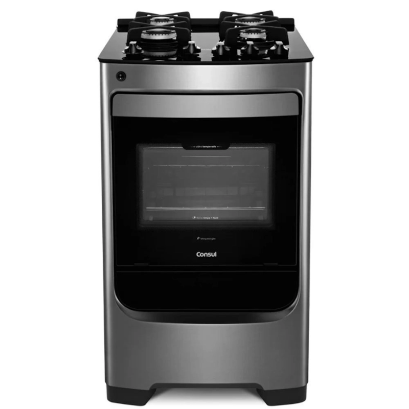 Fogão Consul 4 Bocas Inox Mesa de Vidro com Acendimento Automático CFO4VARUNA