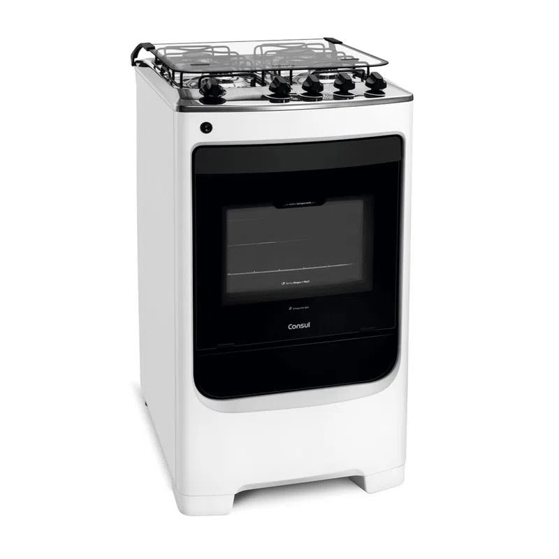 Fogao Consul com Mesa de Inox 4 Bocas Branco 