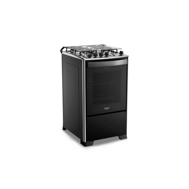 Fogao Dako com Mesa de Inox Magister 4 Bocas com Acendimento Automatico Preto