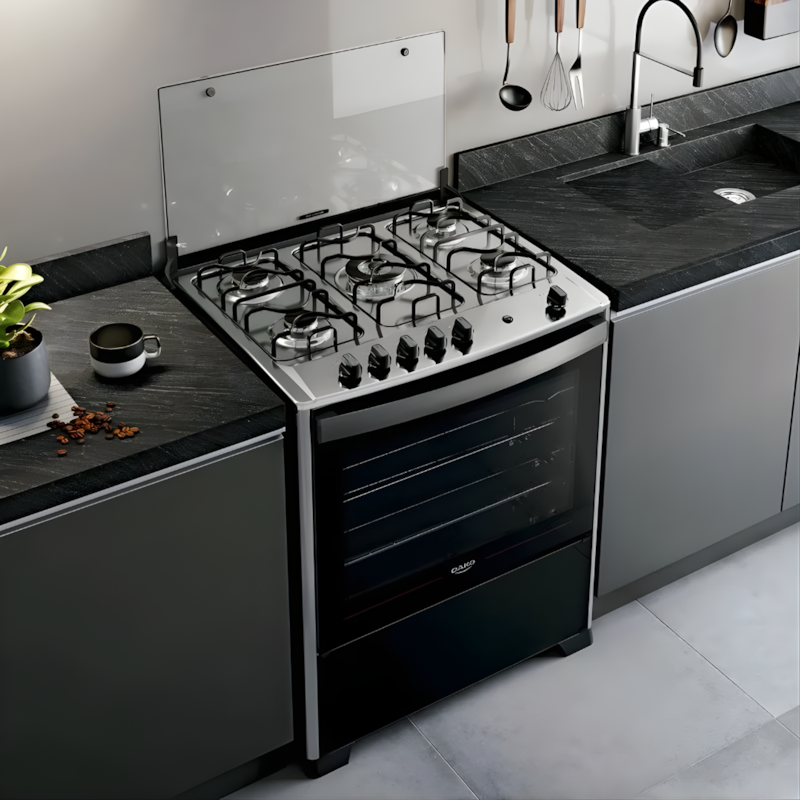 Fogao Dako com Mesa de Inox Magister 5 Bocas com Acendimento Automatico Preto-e42452ad-0c84-4e3f-819a-2737f461a7d0