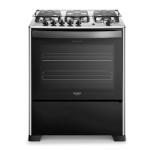 Fogao Dako com Mesa de Inox Magister 5 Bocas com Acendimento Automatico Preto
