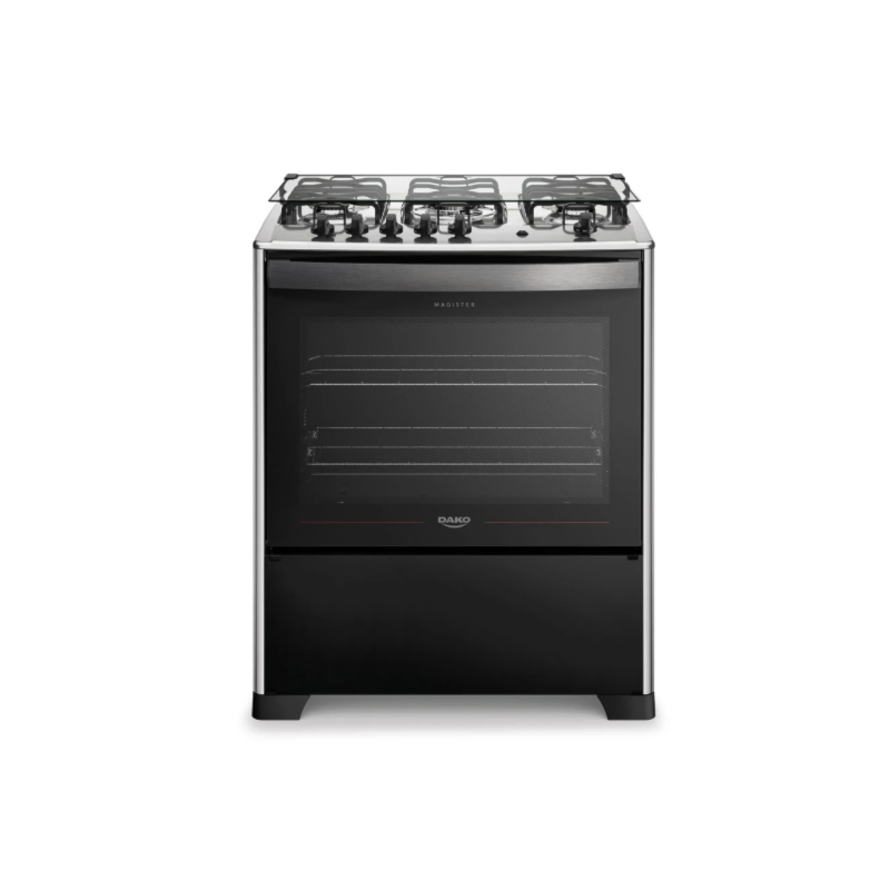 Fogao Dako com Mesa de Inox Magister 5 Bocas com Acendimento Automatico Preto