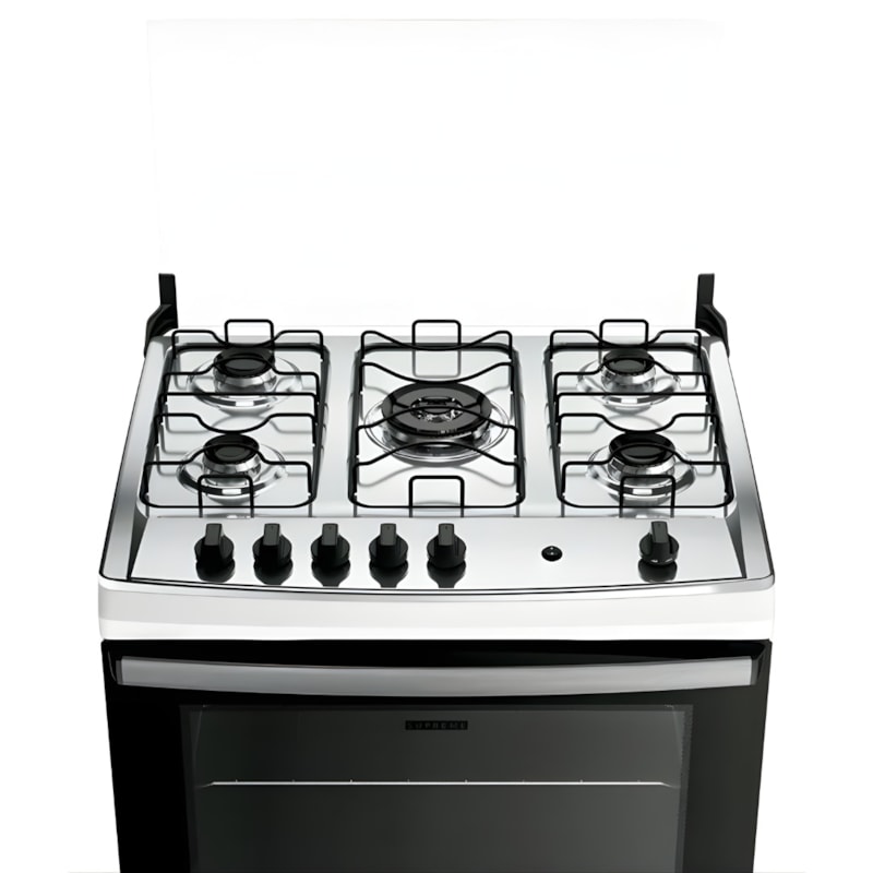 Fogao Dako com Mesa de Inox Supreme 5 Bocas com Acendimento Automatico e Tripla Chama Branco-f28db3f8-f566-4d81-93bf-6254fe7ee385