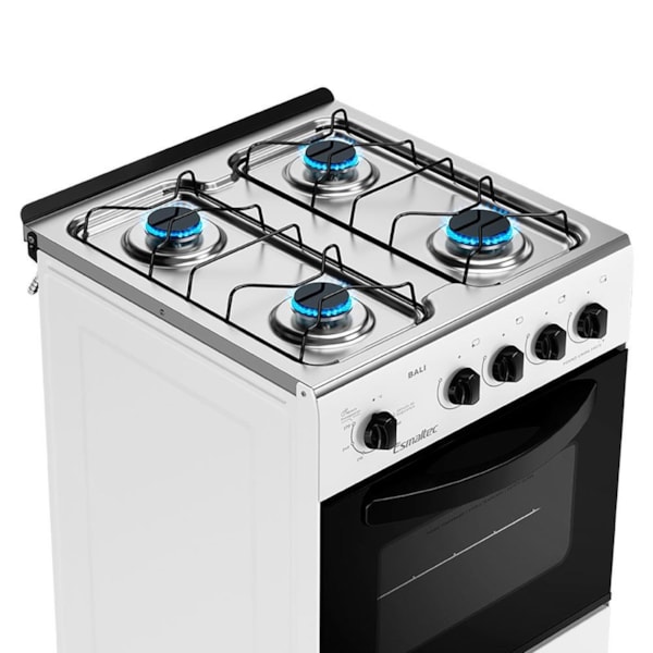 Fogao Esmaltec com Mesa de Inox Bali 4 Bocas Branco-6156eae7-3030-4f5b-9dfe-f08e34285140