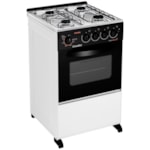 Fogao Esmaltec com Mesa de Inox Caribe 4 Bocas Branco/Preto