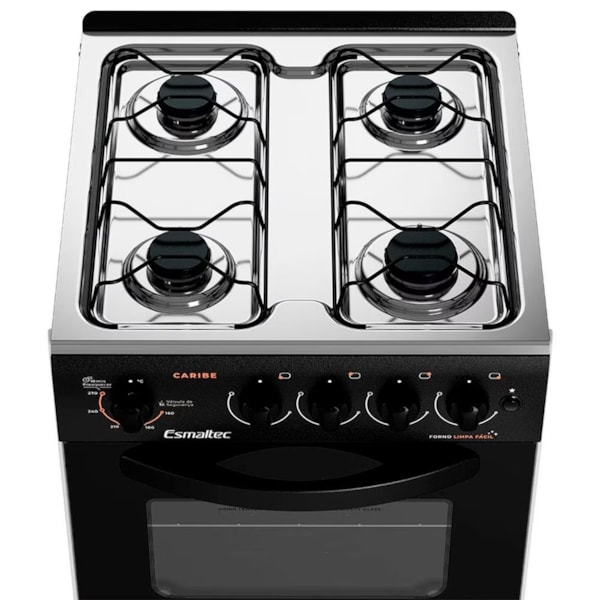Fogao Esmaltec com Mesa de Inox Caribe 4 Bocas Branco/Preto-9f869b6b-3eb0-4786-b036-eab165ec5966