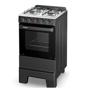 Fogao Esmaltec com Mesa de Inox Ideal Pop 4 Bocas com Acendimento Manual F4ISP Preto