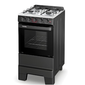 Fogao Esmaltec com Mesa de Inox Ideal Pop 4 Bocas com Acendimento Manual F4ISP Preto