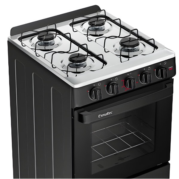 Fogao Esmaltec com Mesa de Inox Ideal Pop 4 Bocas com Acendimento Manual F4ISP Preto-ae94bfb5-2a16-45f4-8045-2216fcae15dd