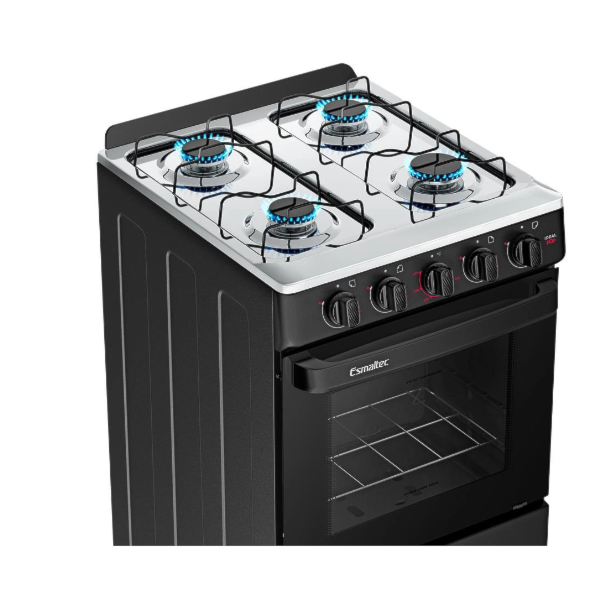 Fogao Esmaltec com Mesa de Inox Ideal Pop 4 Bocas com Acendimento Manual F4ISP Preto-c78246c7-a838-4a9e-88f1-ef40616cb62f
