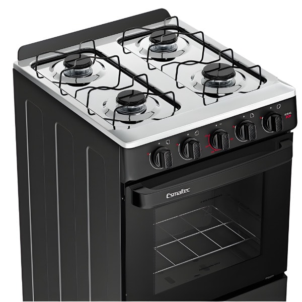 Fogao Esmaltec com Mesa de Inox Ideal Pop 4 Bocas com Acendimento Manual F4ISP Preto-edce74a5-beae-4ecf-b98b-50840068615e