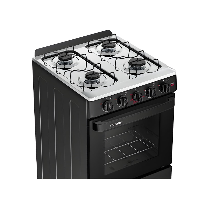 Fogao Esmaltec com Mesa de Inox Ideal Pop 4 Bocas com Acendimento Manual F4ISP Preto-064ab01a-1054-4204-84a4-f10b5496aad9