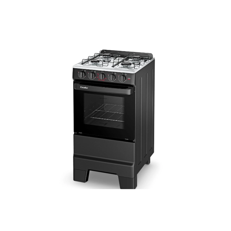 Fogao Esmaltec com Mesa de Inox Ideal Pop 4 Bocas F4ISP Preto