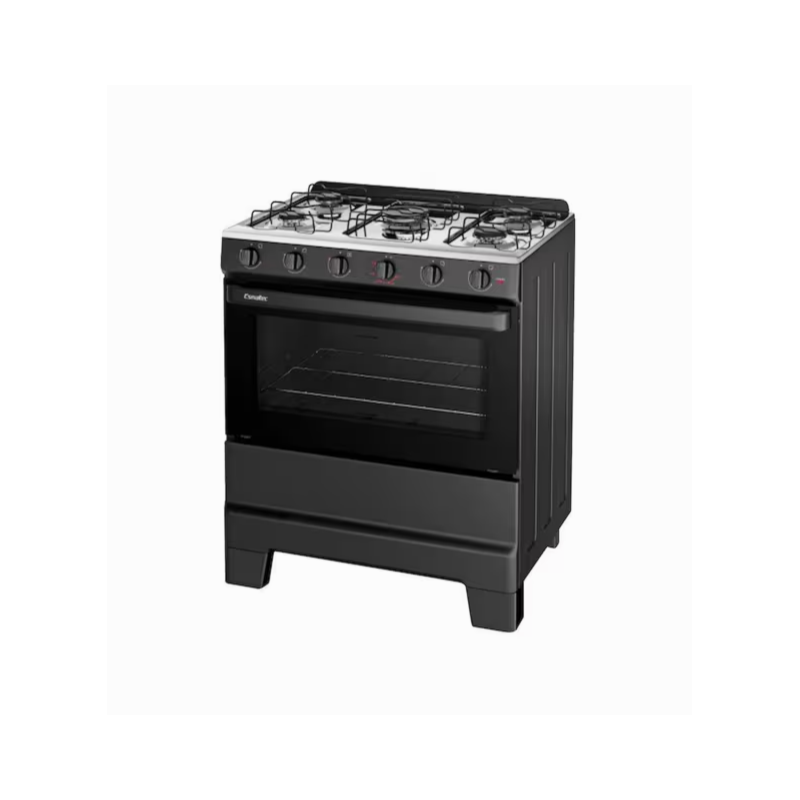 Fogao Esmaltec com Mesa de Inox Ideal Pop 5 Bocas com Acendimento Manual F5ISP Preto