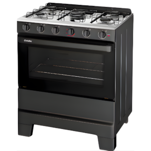 Fogao Esmaltec com Mesa de Inox Ideal Pop 5 Bocas com Acendimento Manual F5ISP Preto