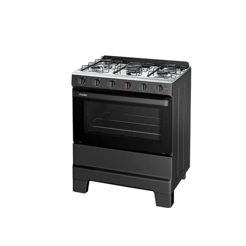 Fogao Esmaltec com Mesa de Inox Ideal Pop 5 Bocas F5ISP Preto
