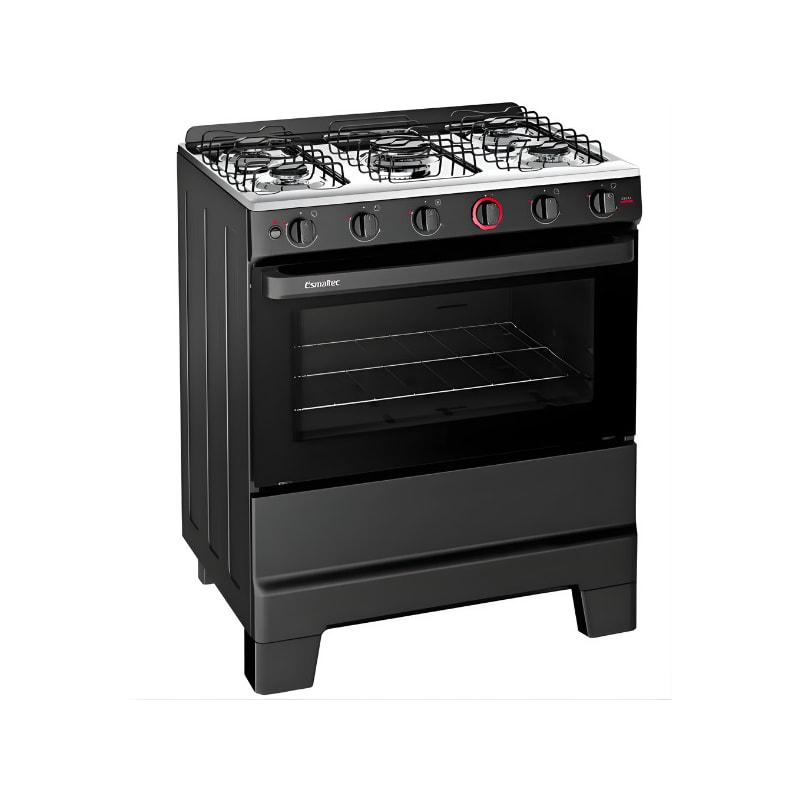 Fogao Esmaltec com Mesa de Inox Ideal Super 5 Bocas com Acendimento Automatico F5IAP Pret