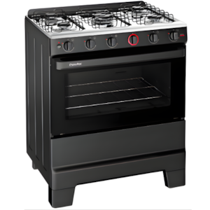 Fogao Esmaltec com Mesa de Inox Ideal Super 5 Bocas com Acendimento Automatico F5IAP Pret