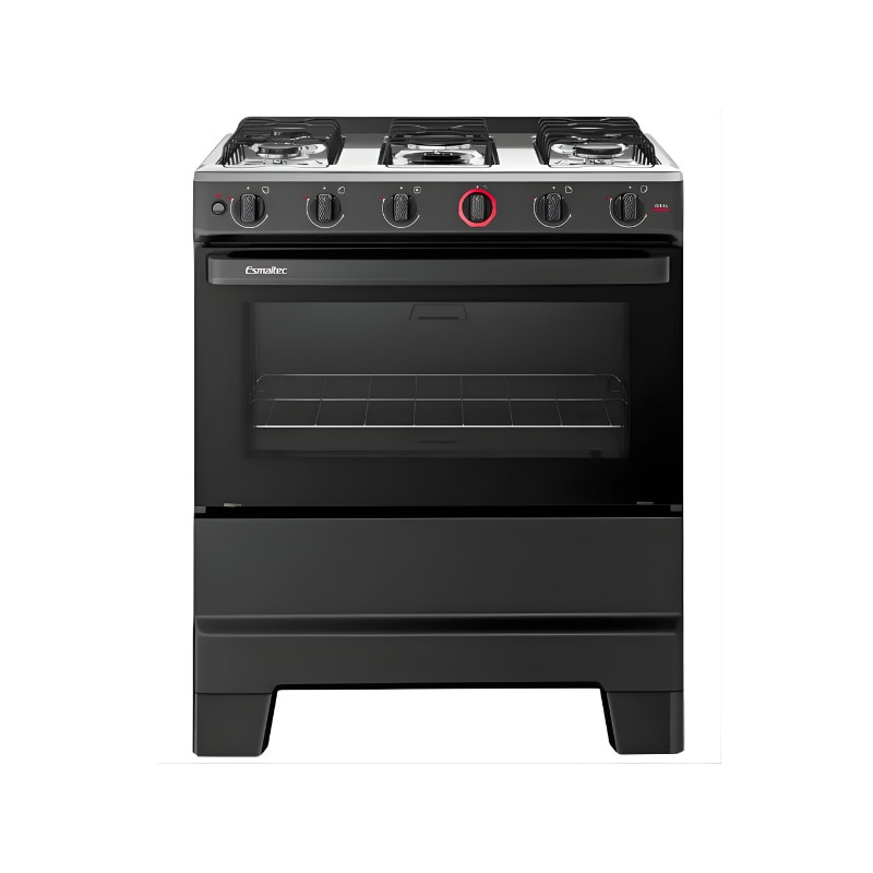 Fogao Esmaltec com Mesa de Inox Ideal Super 5 Bocas com Acendimento Automatico F5IAP Pret