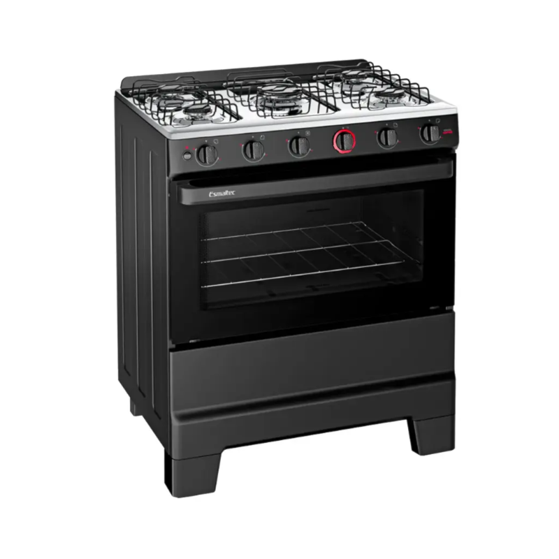 Fogao Esmaltec com Mesa de Inox Ideal Super 5 Bocas F5IAP Preto