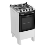 Fogão Esmaltec com Mesa de Inox Perola 4 Bocas Branco 4114