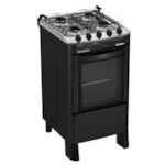 Fogão Esmaltec com Mesa de Inox Perola 4 Bocas Preto 4114