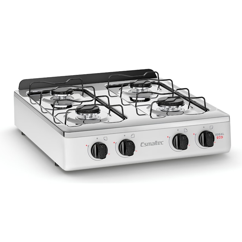 Fogão Esmaltec Mesa de Aço Inox Ideal Eco 4 Bocas F4MFB Branco-d9076594-dbd8-483d-b762-c776bf456b2e