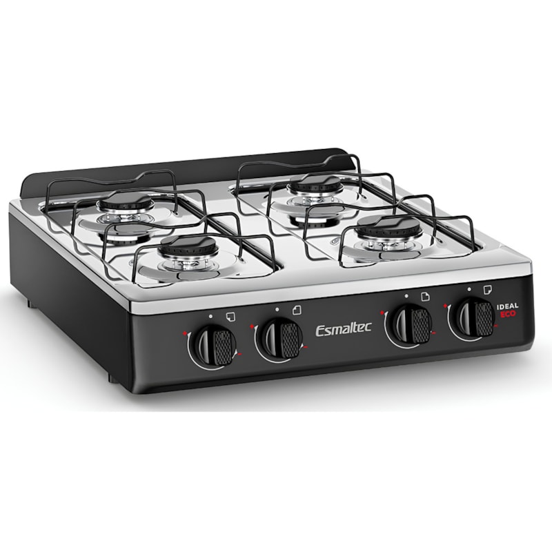 Fogão Esmaltec Mesa de Aço Inox Ideal Eco 4 Bocas F4MFP Preto-92c1d00c-0990-4d7c-87e5-d054aa7c18cd