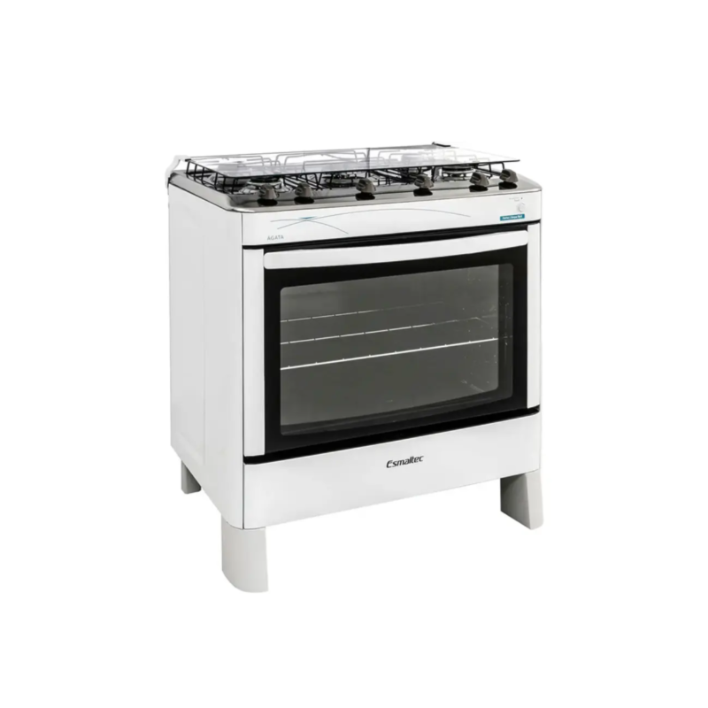 Fogao Esmaltec Mesa de Inox Agata 5 Bocas com Acendimento Automatico Branco