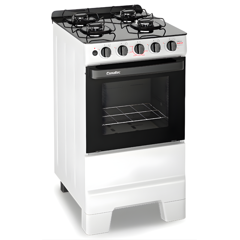 Fogao Esmaltec Mesa De Vidro Ideal Super Glass 4 Bocas Acendimento Automatico F4VAB Branco