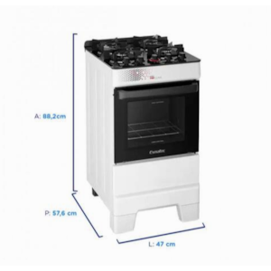 Fogao Esmaltec Mesa De Vidro Ideal Top 4 Bocas Acendimento Automatico T4VAB Branco