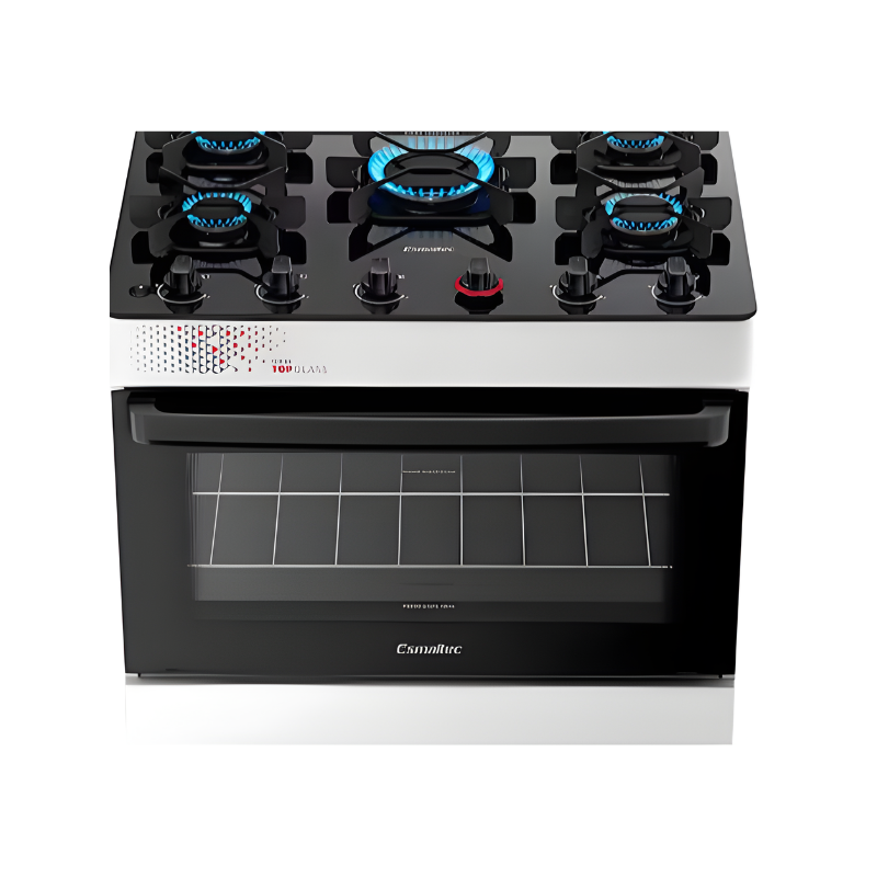 Fogao Esmaltec Mesa De Vidro Ideal Top 5 Bocas Acendimento Automatico T5VAB Branco-9e10b93f-55d3-46fa-a8da-fb181285cc9c