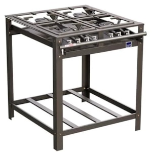 Fogao Industrial Tron N.E 2 Queimador Simples e 2 Queimador Duplo 30X30 com Porta Panela Grafite