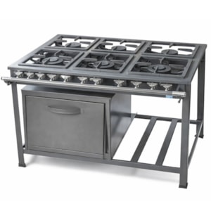 Fogão Industrial Tron N.E 3 Queimador Simples e 3 Queimador Duplo 30x30 com Forno Grafite