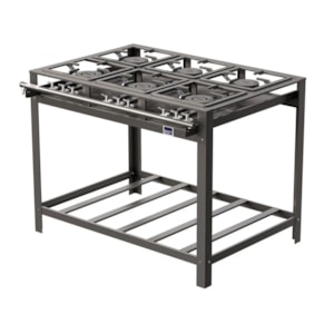 Fogao Industrial Tron N.E 3 Queimador Simples e 3 Queimador Duplo 30X30 com Porta Panela Grafite
