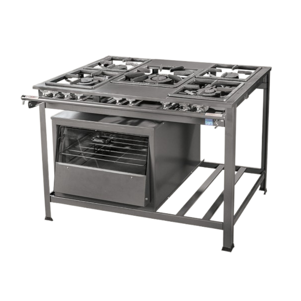 Fogao Industrial Tron N.E com 2 Queimador Simples, 2 Queimador Duplo e 1 Queimador Duplo Grande 40x40 e Forno com Tampa de Vidro com Baixa Pressao Grafite-6b03da3e-809b-432b-a3de-f287406c13f4