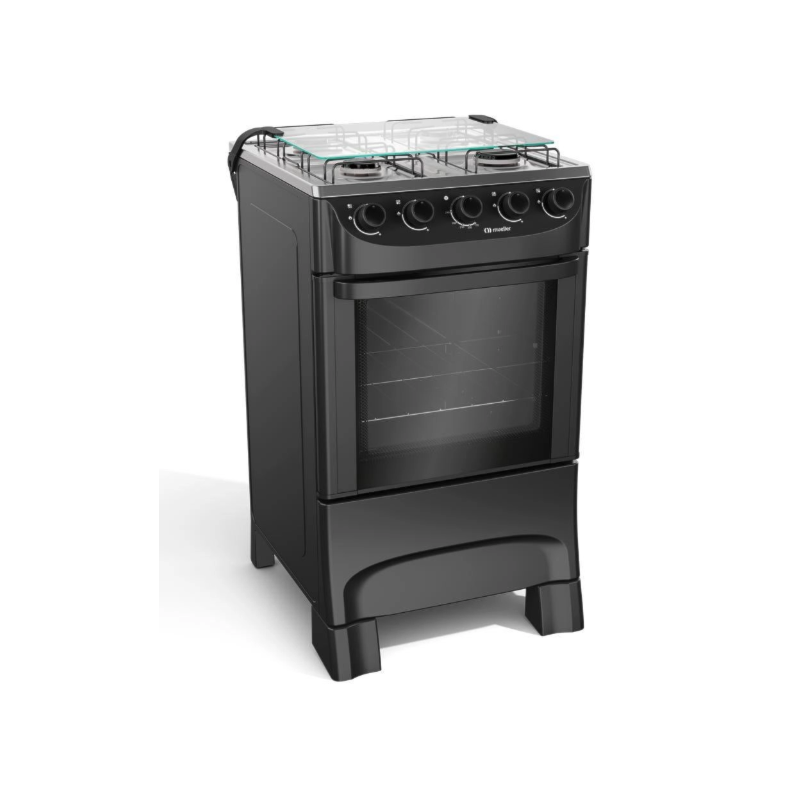 Fogao Mueller com Mesa de Inox 4 Bocas com Acendimento Manual MFI4BA Preto Fosco